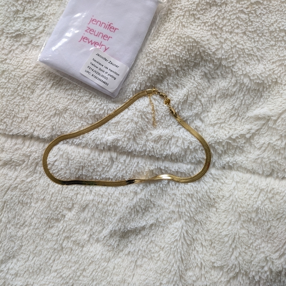 JENNIFER ZEUNER Gold Allie Herringbone Chain Necklace NEW